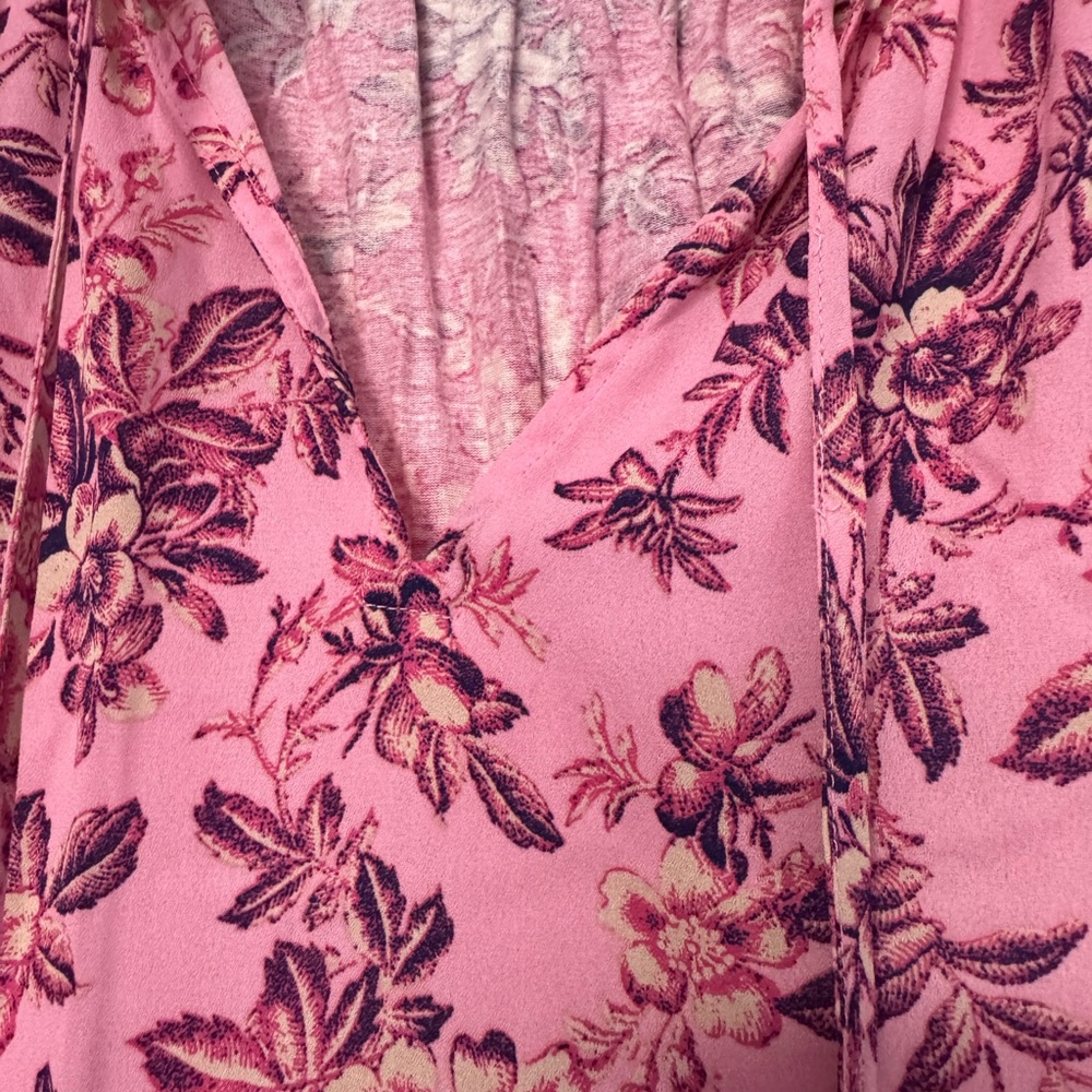 LOFT Pink Floral V-Neck Blouse - Picture 4 of 5